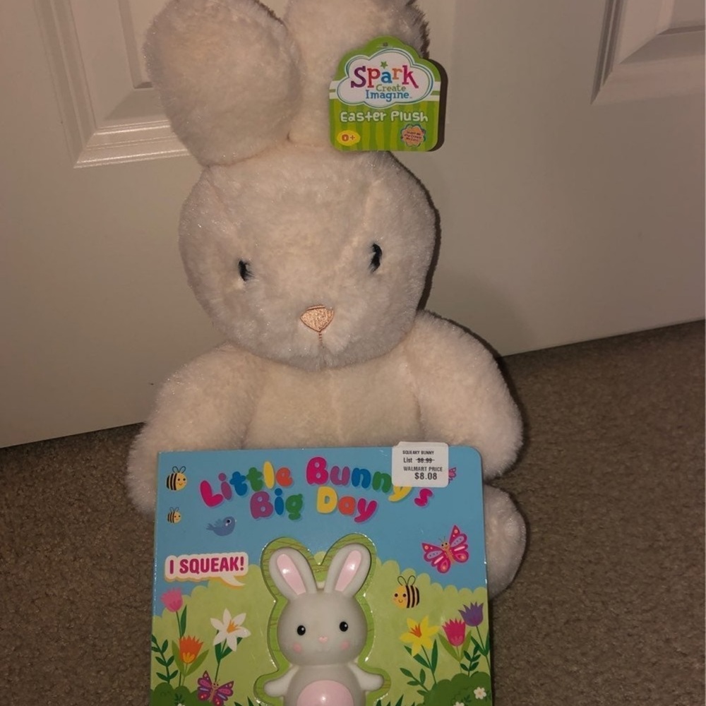 White Easter Bunny and book new
